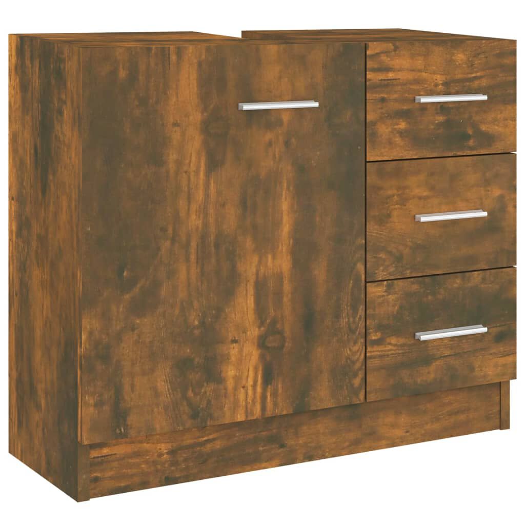 vidaXL Ντουλάπι Νιπτήρα Καπνιστή Δρυς 63 x 30 x 54 εκ. Επεξεργ. Ξύλο