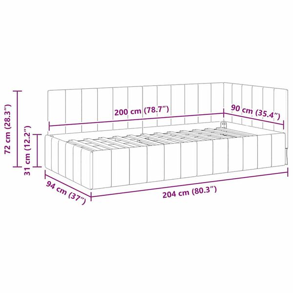 vidaXL Κρεβάτι Γωνίας με κεφαλάρι Κίτρινο 90 x 200 cm Βελούδο