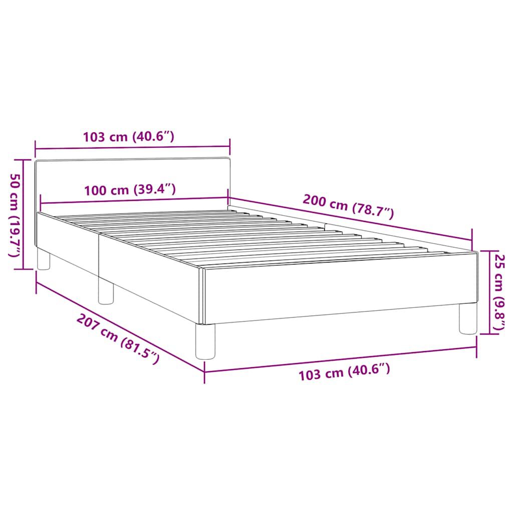 vidaXL Σκελετός Κρεβατιού Χωρίς Στρώμα Μαύρο 100x200 εκ. Υφασμάτινο