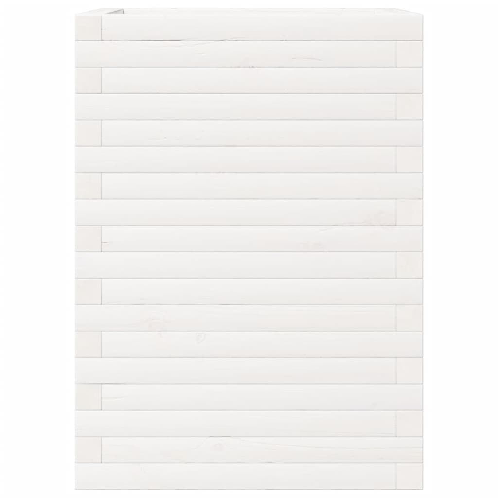 vidaXL Ζαρντινιέρα Λευκή. 50x50x68,5 εκ από Μασίφ Ξύλο Πεύκου