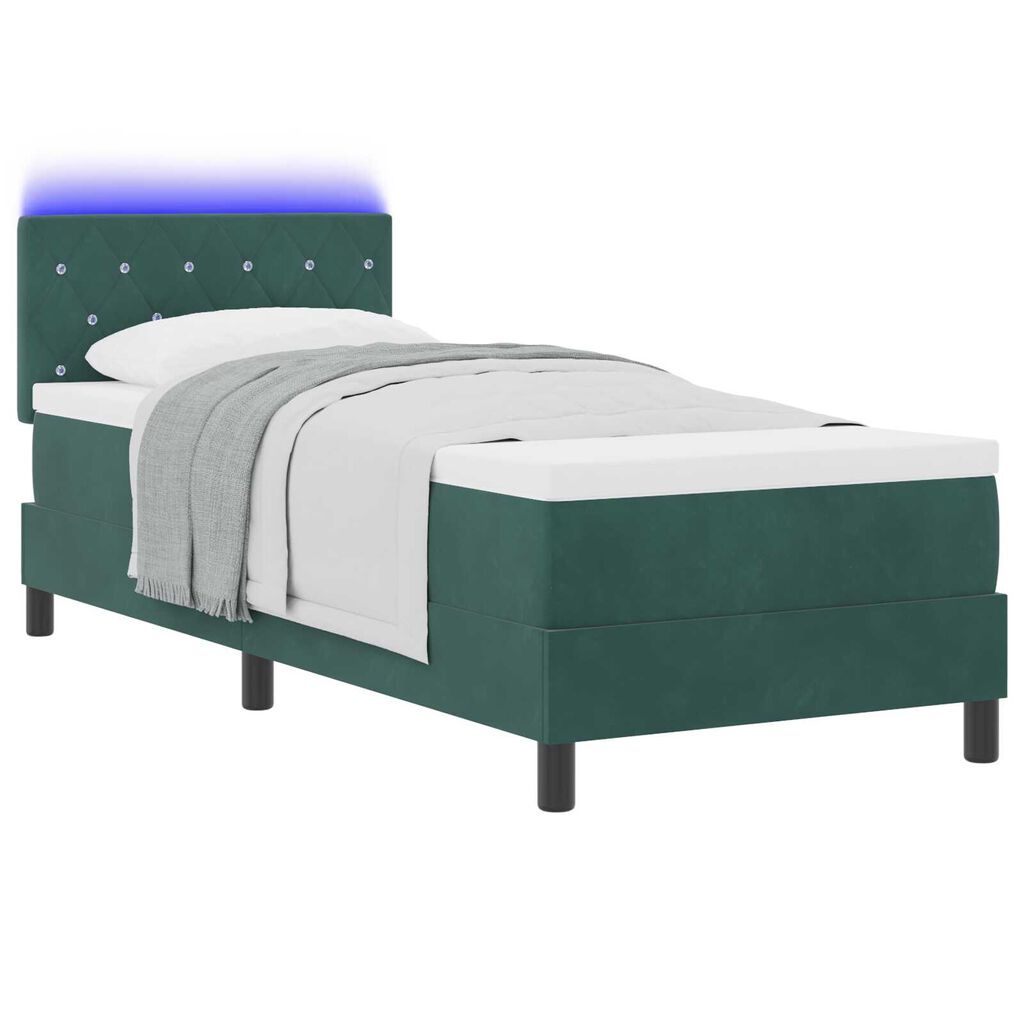 vidaXL Κρεβάτι με ελατήρια Σκούρο πράσινο 80 x 200 cm Βελούδο