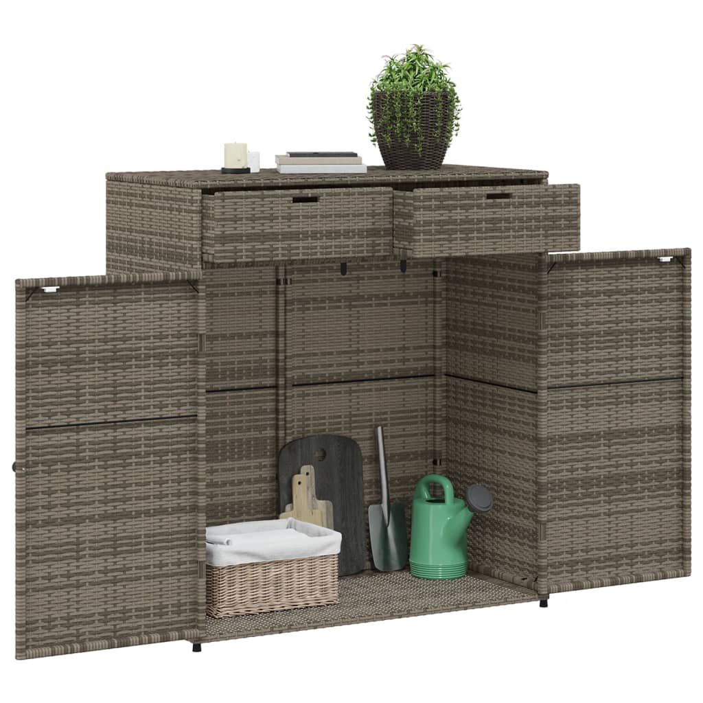vidaXL Ντουλάπι Αποθήκευσης Κήπου Γκρι 105x55x113 εκ. Συνθετικό Ρατάν