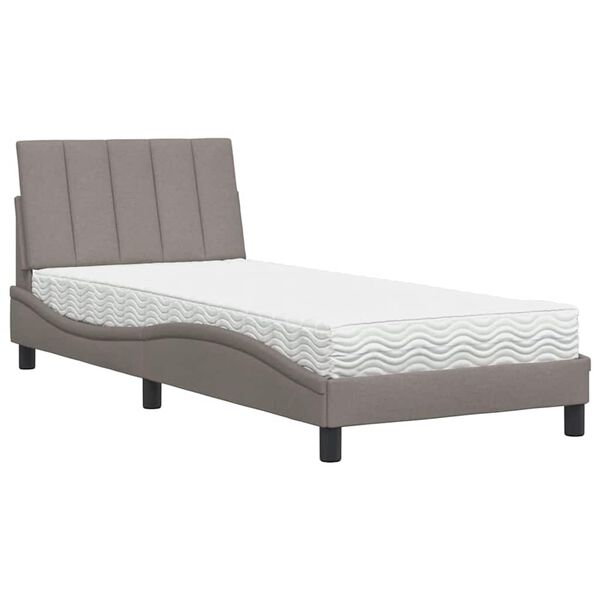 vidaXL Κρεβάτι με Στρώμα Hanko Taupe 80x200 εκ. Υφασμάτινο