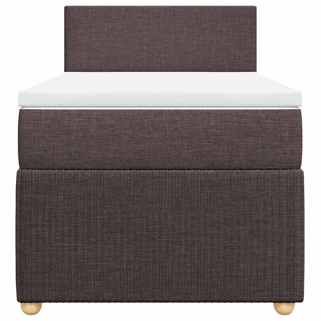vidaXL Κρεβάτι Boxspring με Στρώμα Σκούρο Καφέ 90x190 εκ. Υφασμάτινο