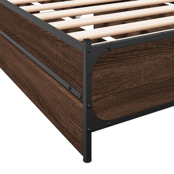 vidaXL Πλαίσιο Κρεβατιού με Συρτάρια Καφέ Δρυς 75x190 εκ.