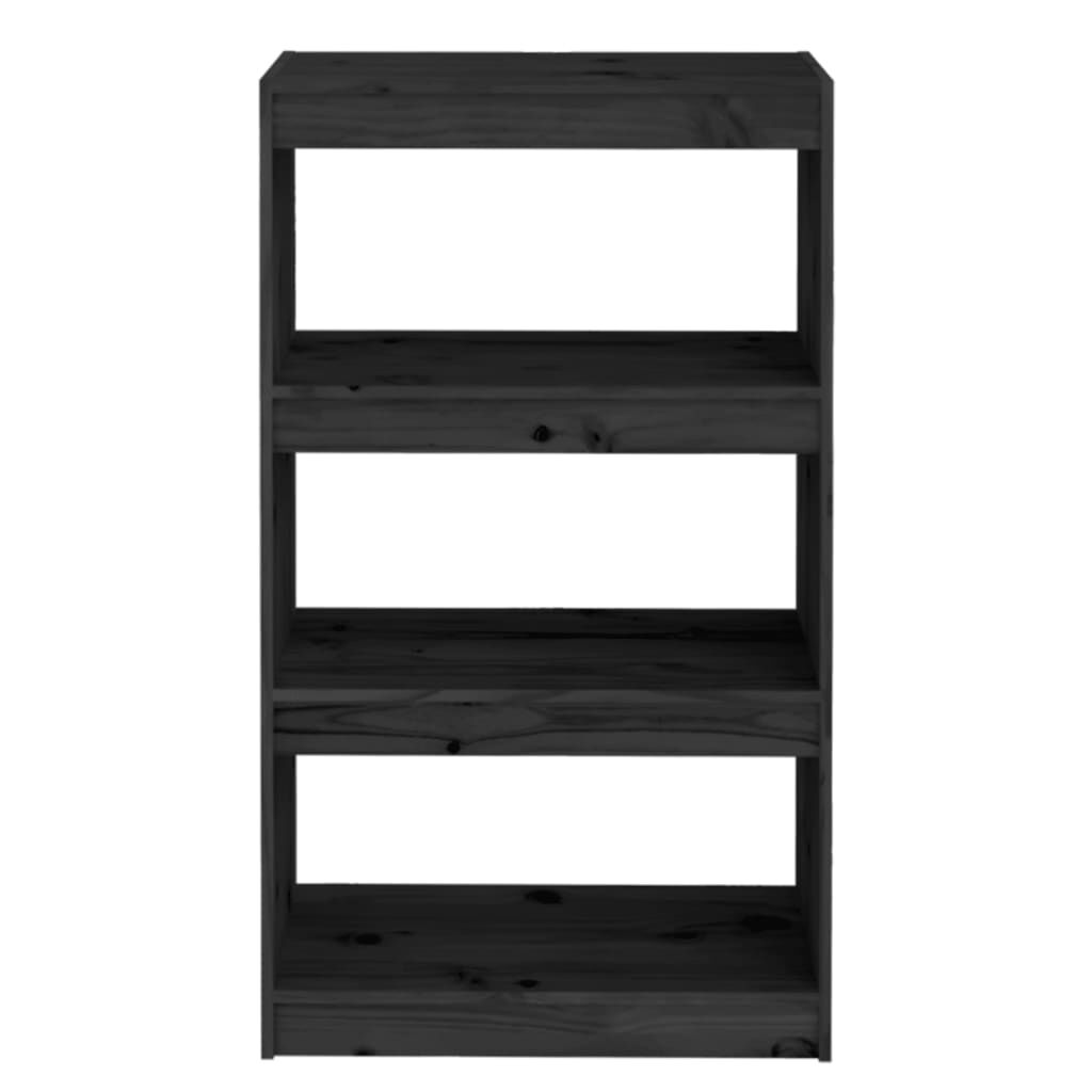 vidaXL Βιβλιοθήκη/Διαχωριστικό Χώρου Μαύρη 60x30x103,5 εκ. Μασίφ Πεύκο