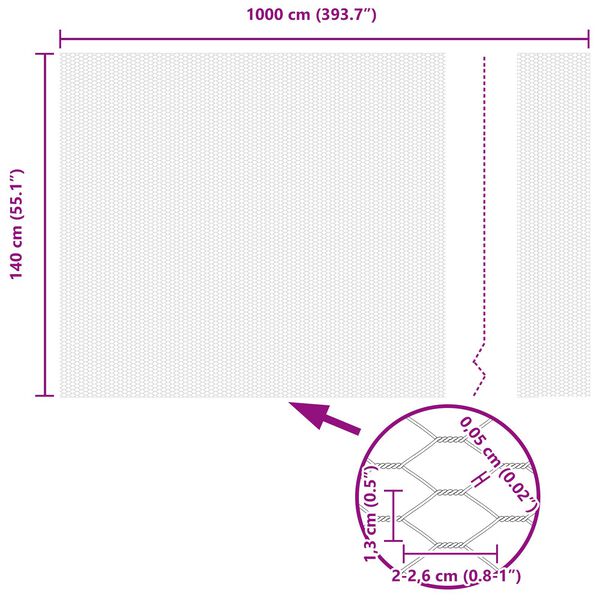 VidaXL Εξάγωνος Φράχτης 1.4x10 μ Θερμογαλβανισμένος Χάλυβας