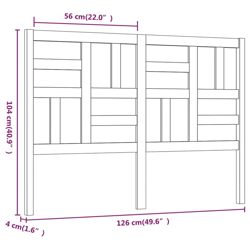 vidaXL Κεφαλάρι Κρεβατιού Μαύρο 126x4x104 εκ. Μασίφ Ξύλο Πεύκου