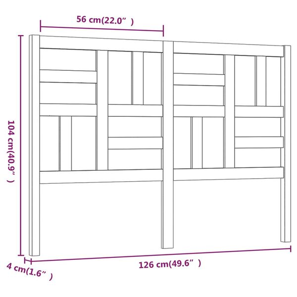 vidaXL Κεφαλάρι Κρεβατιού Μαύρο 126x4x104 εκ. Μασίφ Ξύλο Πεύκου