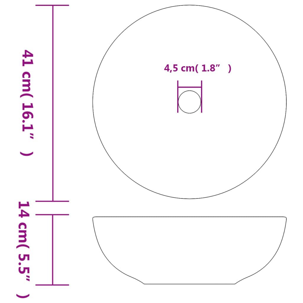 vidaXL Νιπτήρας Μαύρος και Μπλε Φ41 x 14 εκ. Κεραμικός