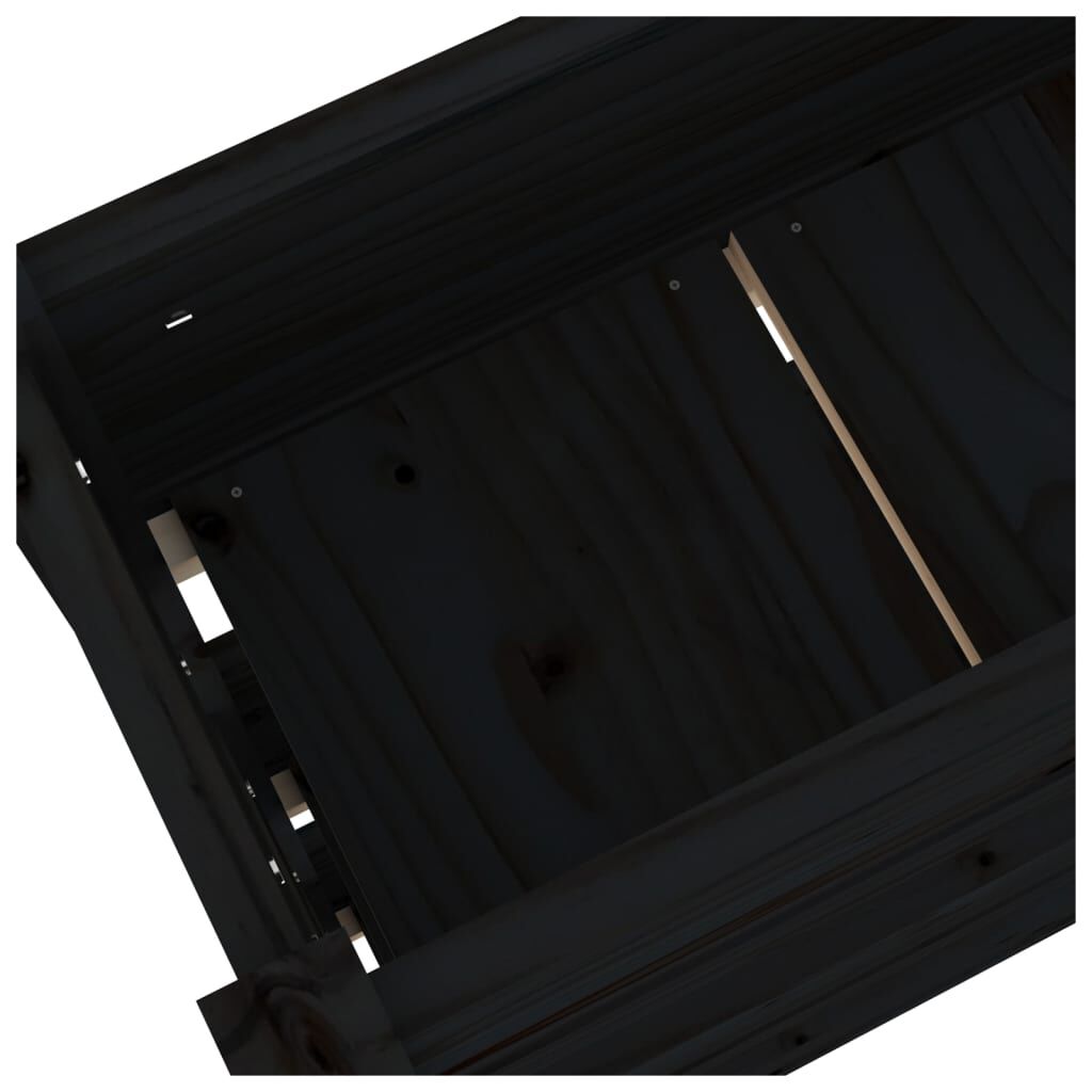 vidaXL Ζαρντινιέρα 112 x 25 x 104,5 εκ. Μαύρο από Μασίφ Ξύλο Πεύκου