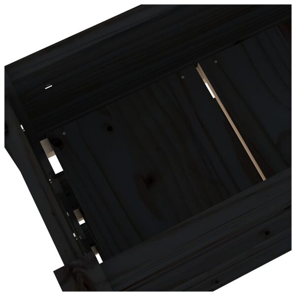 vidaXL Ζαρντινιέρα 112 x 25 x 104,5 εκ. Μαύρο από Μασίφ Ξύλο Πεύκου