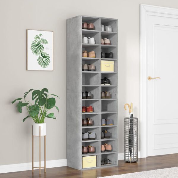 vidaXL Παπουτσοθήκη Γκρι Σκυροδέματος 54x34x183 εκ. Επεξεργασμένο Ξύλο