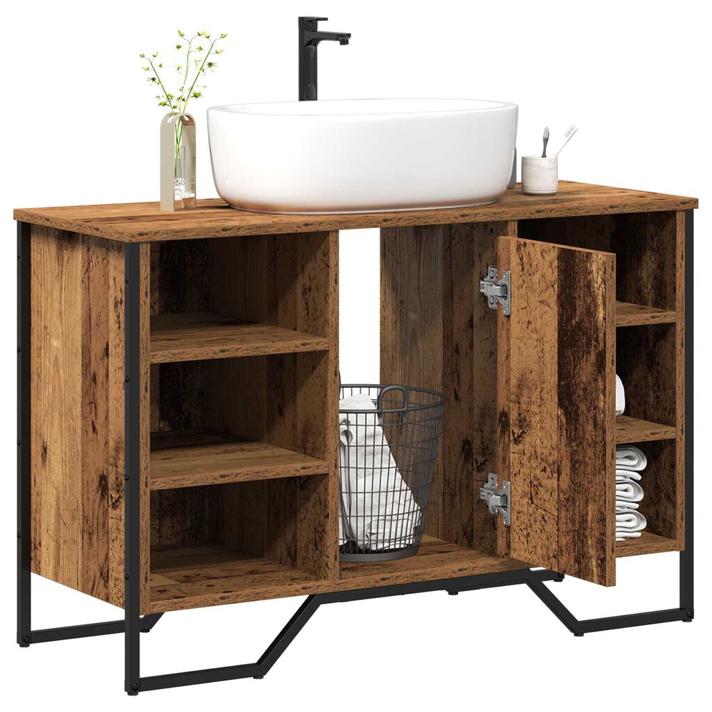 vidaXL ντουλάπι νιπτήρα Παλιό ξύλο 91x35x60 cm Από στερεό ξύλο