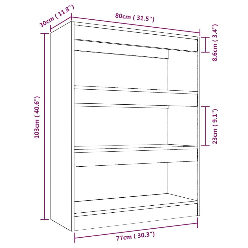 vidaXL Βιβλιοθήκη/Διαχωρ. Χώρου Γκρι Σκυρ. 80x30x103 εκ. Επεξεργ. Ξύλο