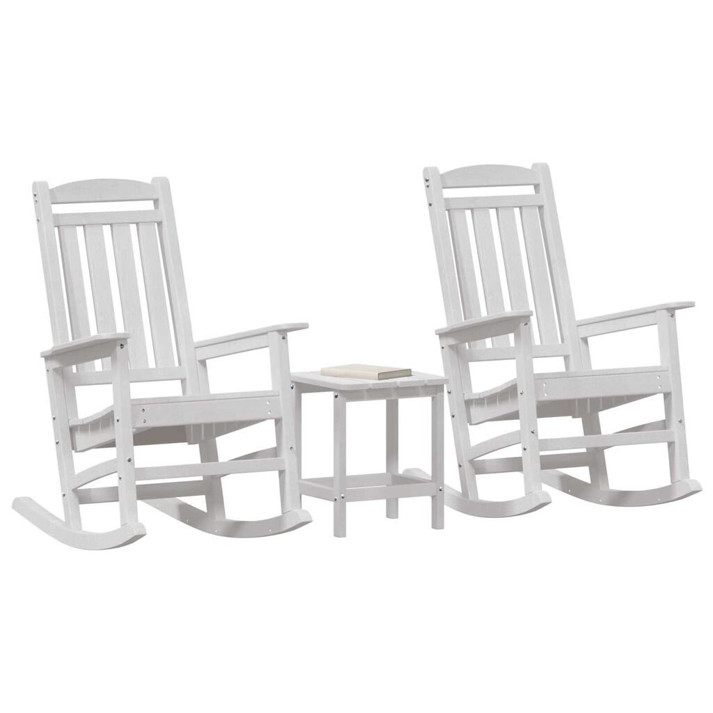 vidaXL Κουνιστή Καρέκλα Κήπου 3 pcs Λευκό 38 x 38 x 46cm Πλαστικό