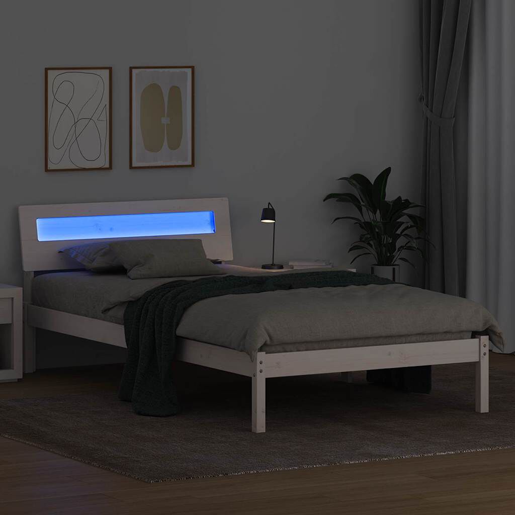 vidaXL Σκελετός Κρεβατιού Λευκό 75 x 190 cm Μασίφ ξύλο πεύκου