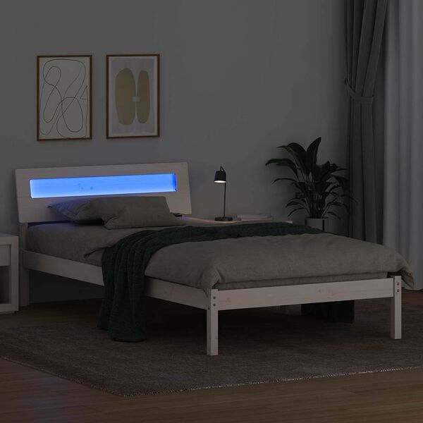 vidaXL Σκελετός Κρεβατιού Λευκό 75 x 190 cm Μασίφ ξύλο πεύκου