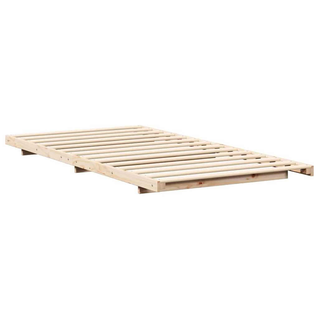 vidaXL Κρεβάτι δαπέδου Καφέ 100 x 220 cm Μασίφ ξύλο πεύκου