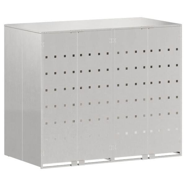 vidaXL Αποθήκη τροχήλατου κάδου για 3 κάδους Ασημί