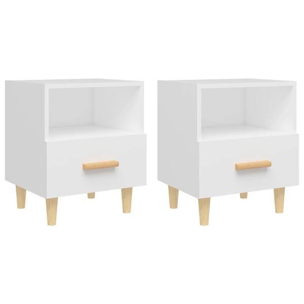 vidaXL Κομοδίνα 2 τεμ. Λευκά 40 x 35 x 47 εκ.
