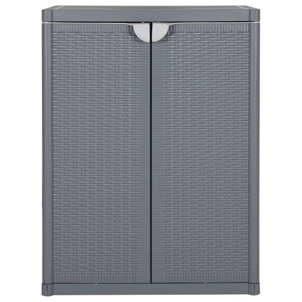 vidaXL Ντουλάπι Αποθήκευσης Κήπου Γκρι 65x45x88 εκ. από Ρατάν PP