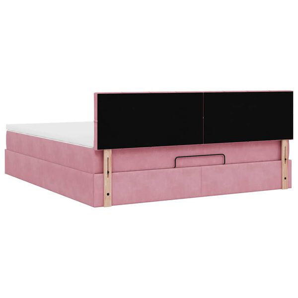 vidaXL Οθωμανικό κρεβάτι με στρώμα ροζ 180x200cm Velvet
