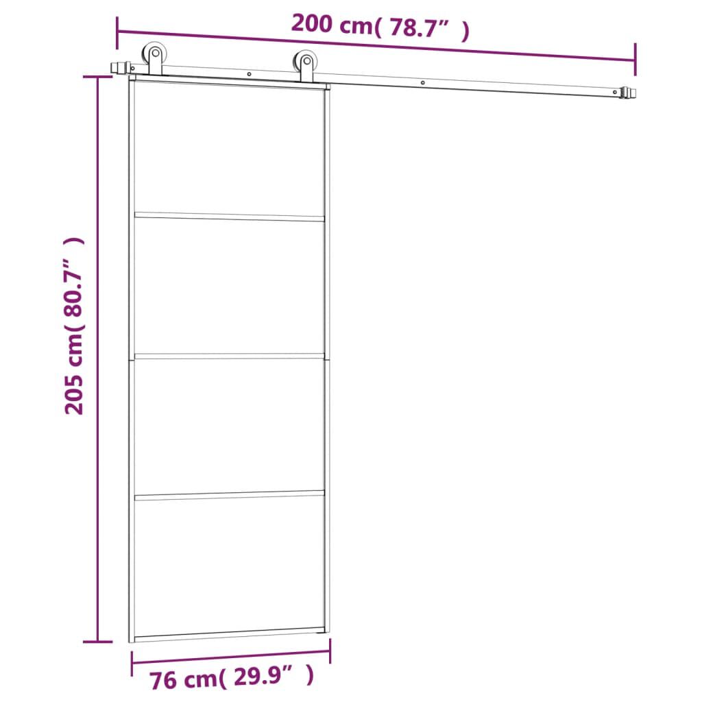 vidaXL Συρόμενη Πόρτα με Μηχανισμό 76x205 εκ. Γυαλί ESG & Αλουμίνιο