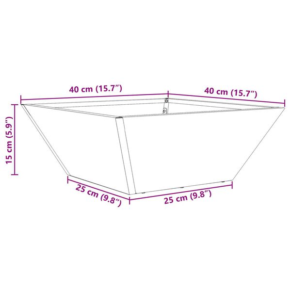 vidaXL Γλάστρα Κήπου Μαύρο 40 x 40 x 15 cm Ατσάλι