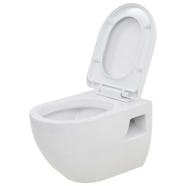 vidaXL Λεκάνη Τουαλέτας Επιτοίχια / Κρεμαστή Λευκή Κεραμική