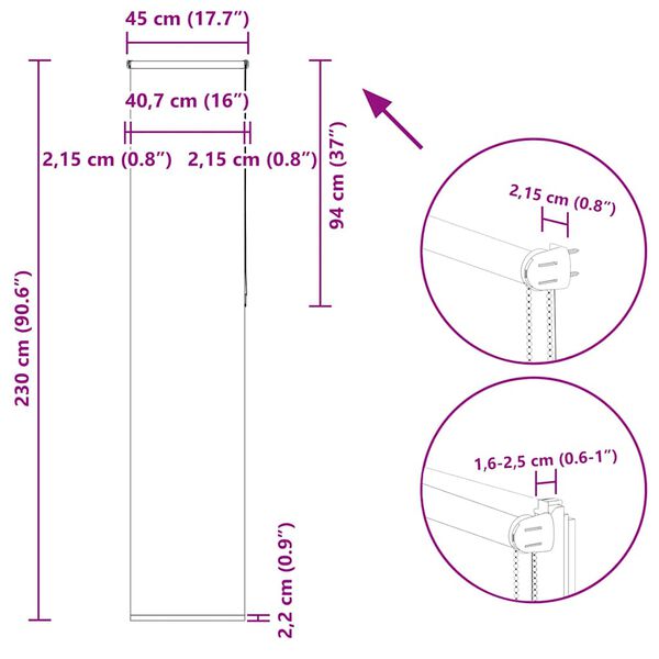 vidaXL Roller Blind Blackout γκρί 45x230 cm Πλάτος υφάσματος 40,7 cm
