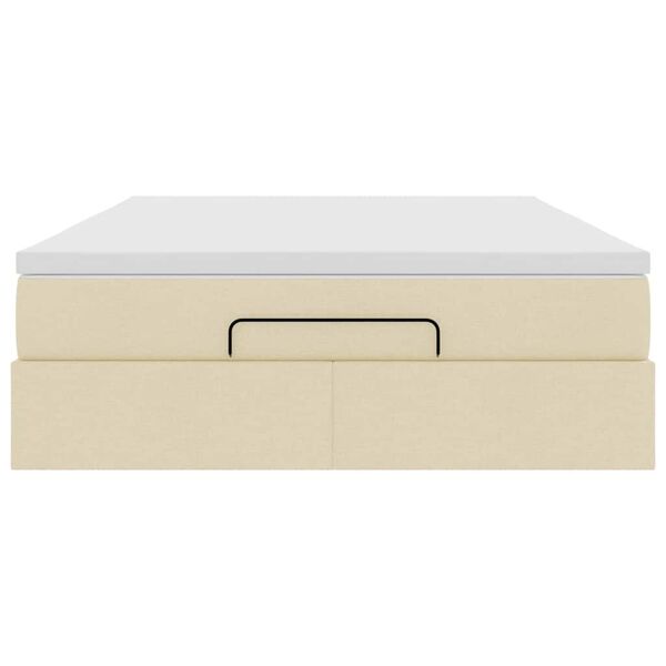 vidaXL Οθωμανικό κρεβάτι με στρώμα Cream 140x200cm ύφασμα