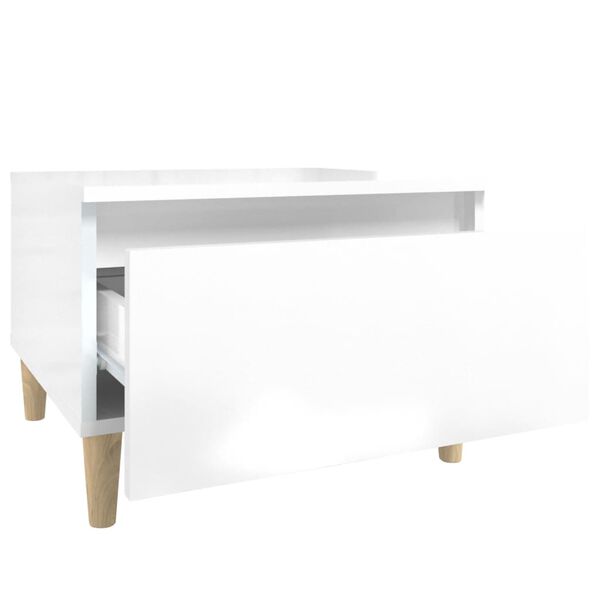 vidaXL Τραπέζι Βοηθητικό Γυαλιστ.Λευκό 50x46x35 εκ. Επεξεργασμένο Ξύλο