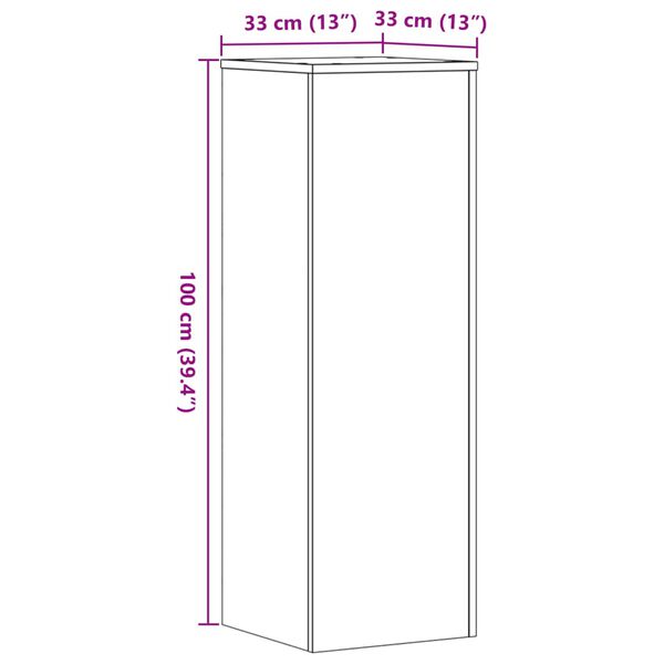 vidaXL Βάσεις Φυτών Γκρι Sonoma 33x33x100εκ. Επεξεργασμένο Ξύλο
