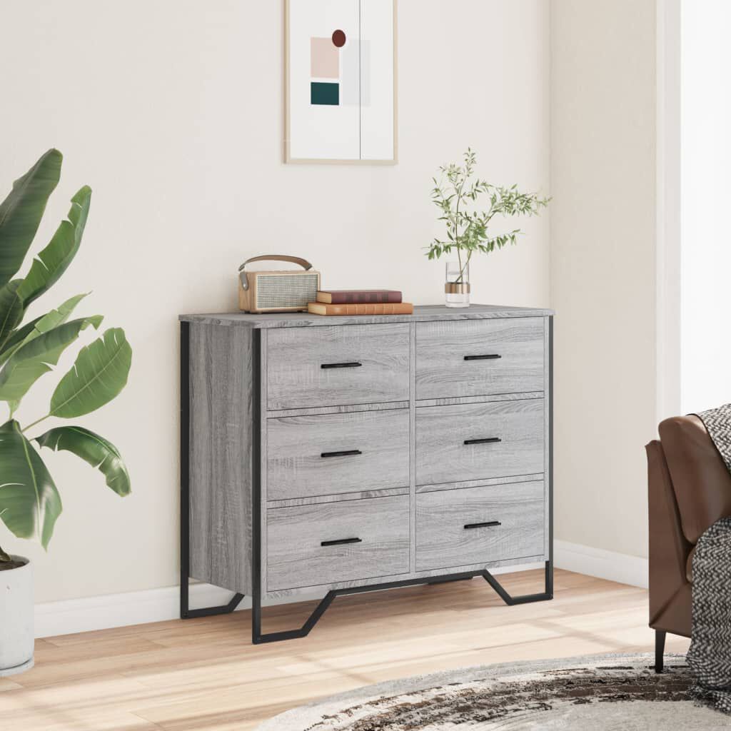 vidaXL Συρταριέρα Γκρι Sonoma 91x35,5x74,5 εκ. από Επεξεργ. Ξύλο