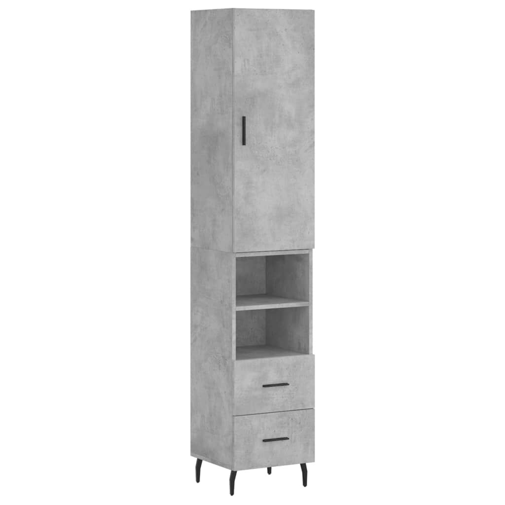 vidaXL Ντουλάπι Γκρι Σκυροδέματος 34,5x34x180 εκ. Επεξεργασμένο Ξύλο