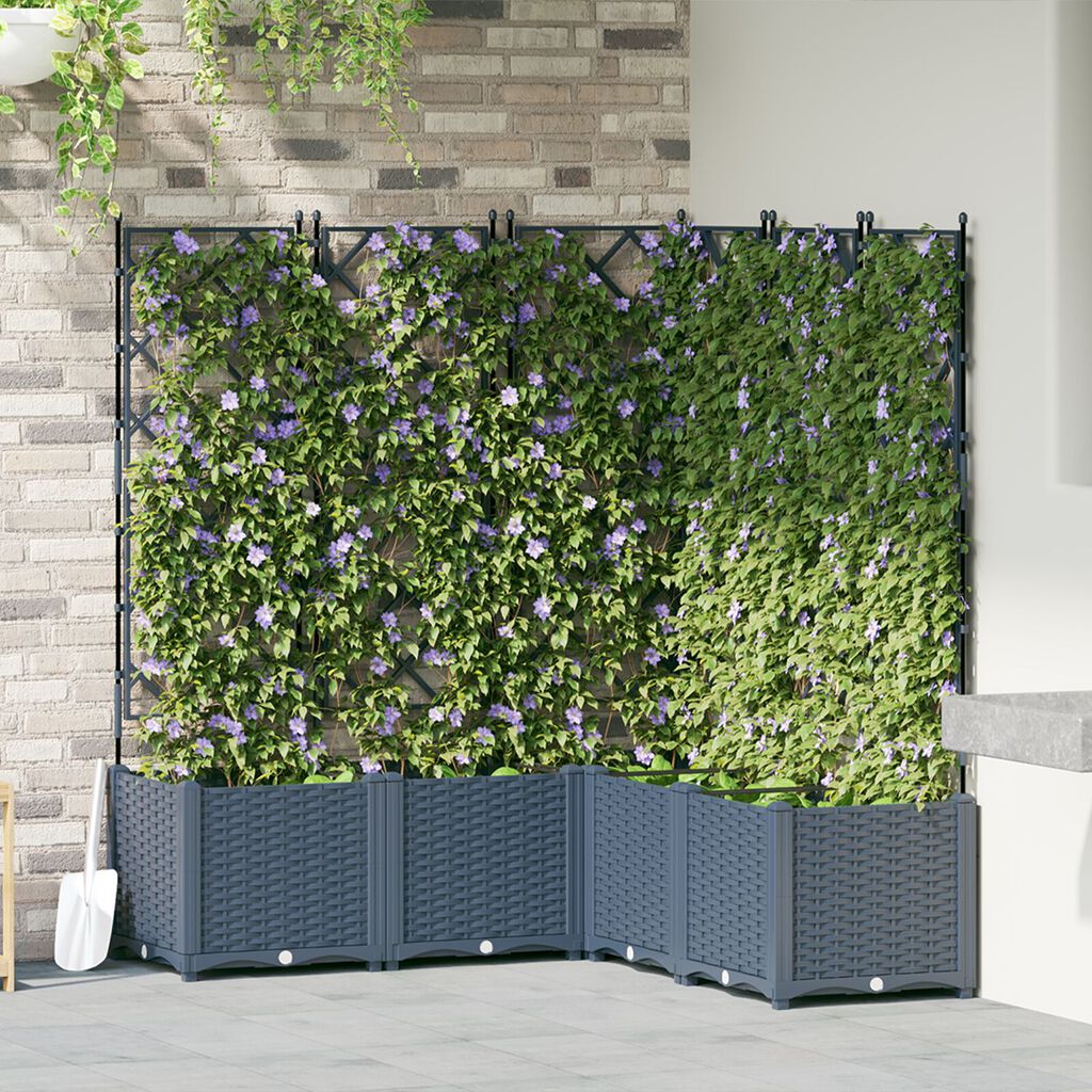 vidaXL Γλάστρα Κήπου με Τρέλλις 5 τμχ Γκρι 120x120x143 εκ
