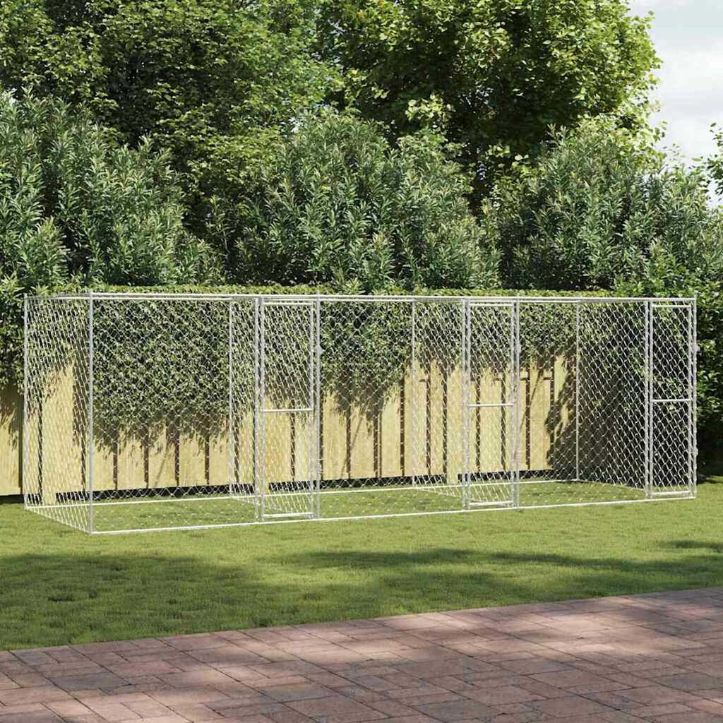 vidaXL Κλουβί σκύλου Ασημί 600 x 200 x 200 εκ. Επικαλυμμένος Χάλυβας
