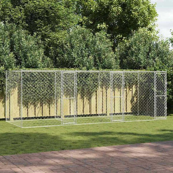 vidaXL Κλουβί σκύλου Ασημί 600 x 200 x 200 εκ. Επικαλυμμένος Χάλυβας