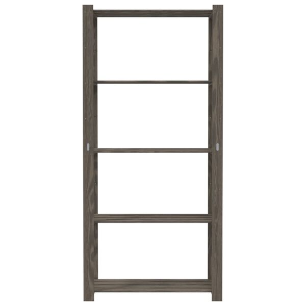 vidaXL Ραφιέρα με 5 Ράφια Γκρι 80 x 38 x 170 εκ. Μασίφ Ξύλο Πεύκου