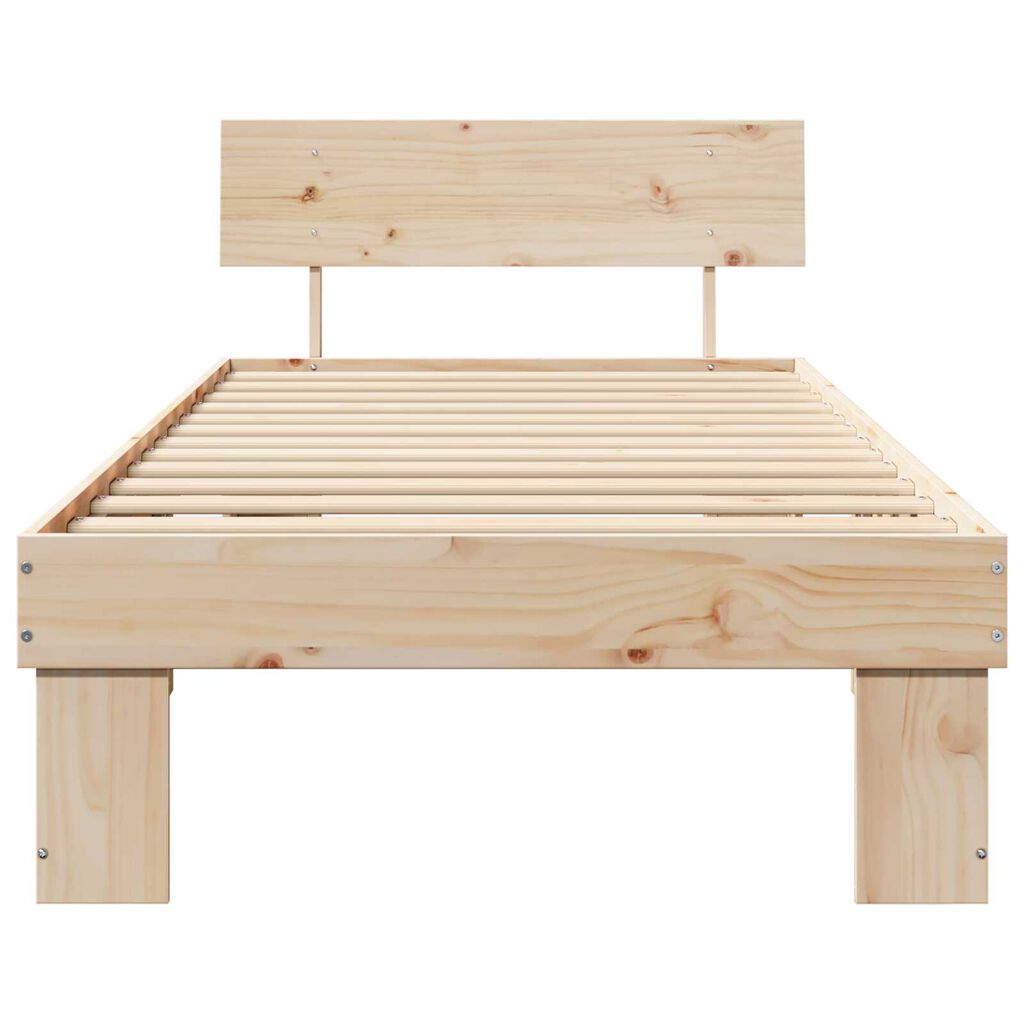 vidaXL Σκελετός Κρεβατιού Καφέ 90 x 190 cm Συμπαγές ξύλο πεύκου