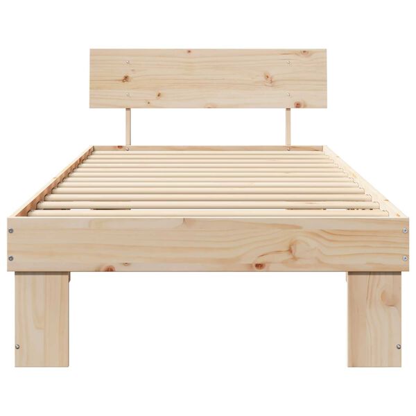 vidaXL Σκελετός Κρεβατιού Καφέ 90 x 190 cm Συμπαγές ξύλο πεύκου