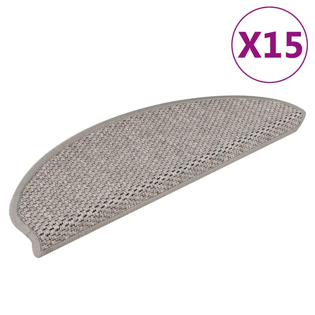 vidaXL Πατάκια Σκάλας Αυτοκόλλητα 15 τεμ. Όψη Σιζάλ Ασημί 65x21x4 εκ.