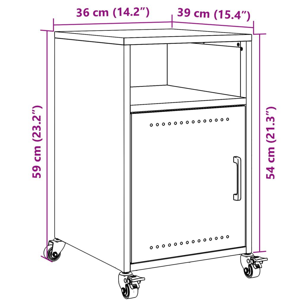 vidaXL Κομοδίνα 2 τεμ. Ανθρακί 36x39x59 εκ. από Χάλυβα