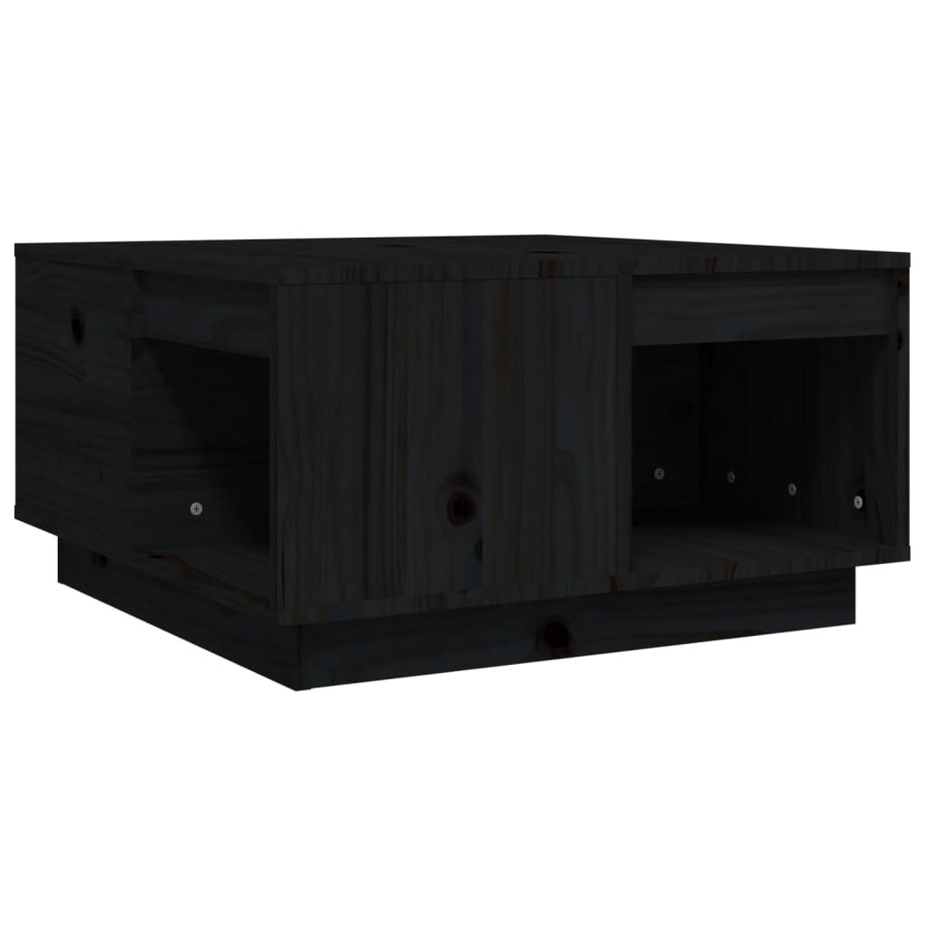 vidaXL Τραπεζάκι Σαλονιού Μαύρος 60x61x32,5 εκ. από Μασίφ Ξύλο Πεύκου
