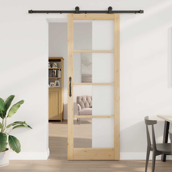 vidaXL Συρόμενη Πόρτα ORKDAL Καφέ 83 x 232 εκ. Ξύλο και μέταλλο