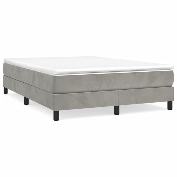 vidaXL Κρεβάτι Boxspring με Στρώμα Ανοιχτό Γκρι 140x200 εκ. Βελούδινο