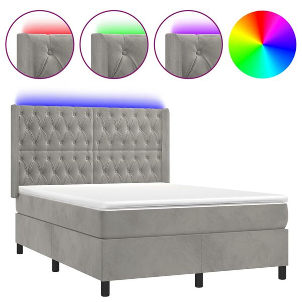 vidaXL &Kappa;&rho;&epsilon;&beta;ά&tau;&iota; Boxspring &mu;&epsilon; &Sigma;&tau;&rho;ώ&mu;&alpha;&LED &Alpha;&nu;. &Gamma;&kappa;&rho;&iota; 140x190 &epsilon;&kappa;. &Beta;&epsilon;&lambda;&omicron;ύ&delta;&iota;&nu;&omicron;