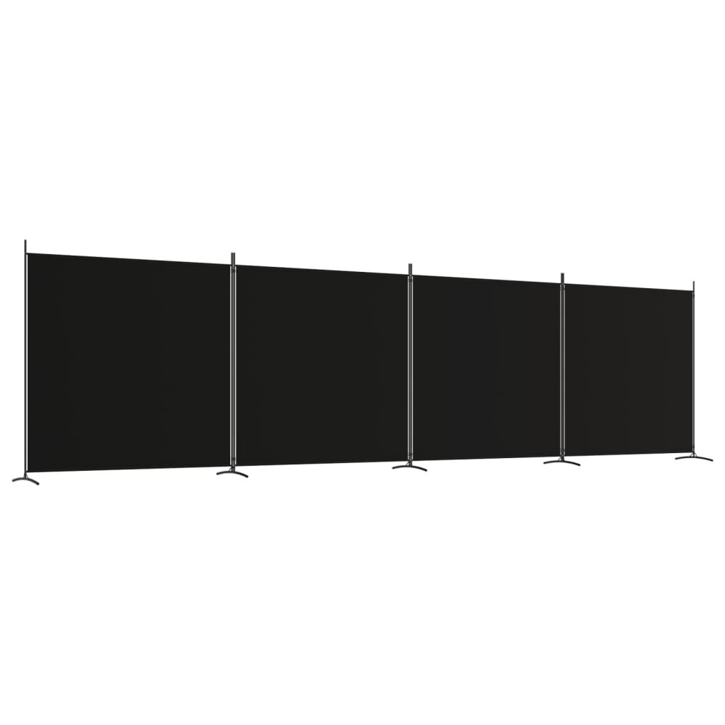 vidaXL Διαχωριστικό Δωματίου με 4 Πάνελ Μαύρο 698x180 εκ. από Ύφασμα