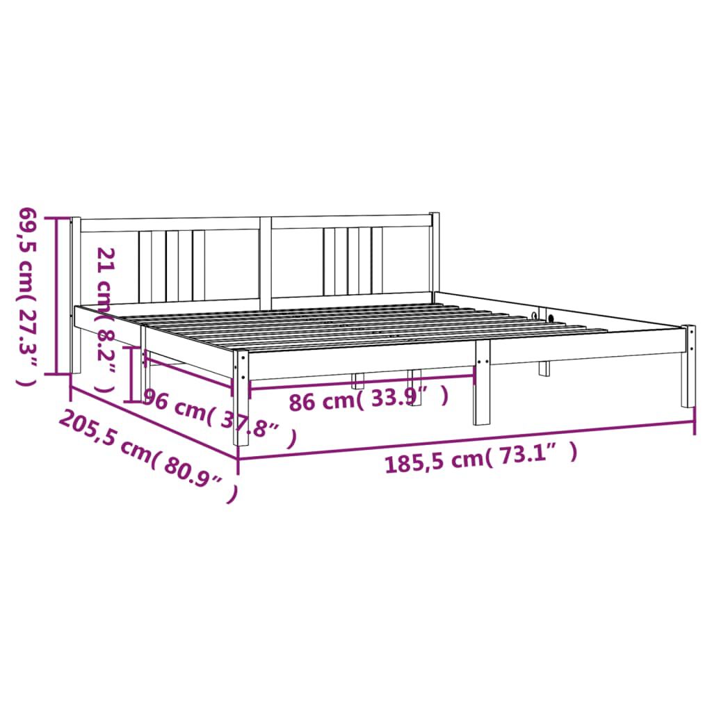 vidaXL Πλαίσιο Κρεβατιού 180 x 200 εκ. Μασίφ Ξύλο Super King Size
